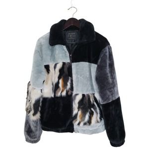 Urban Outfitters Size Medium 70's Style Colorblock Faux Fur Teddy Bomber Jacket